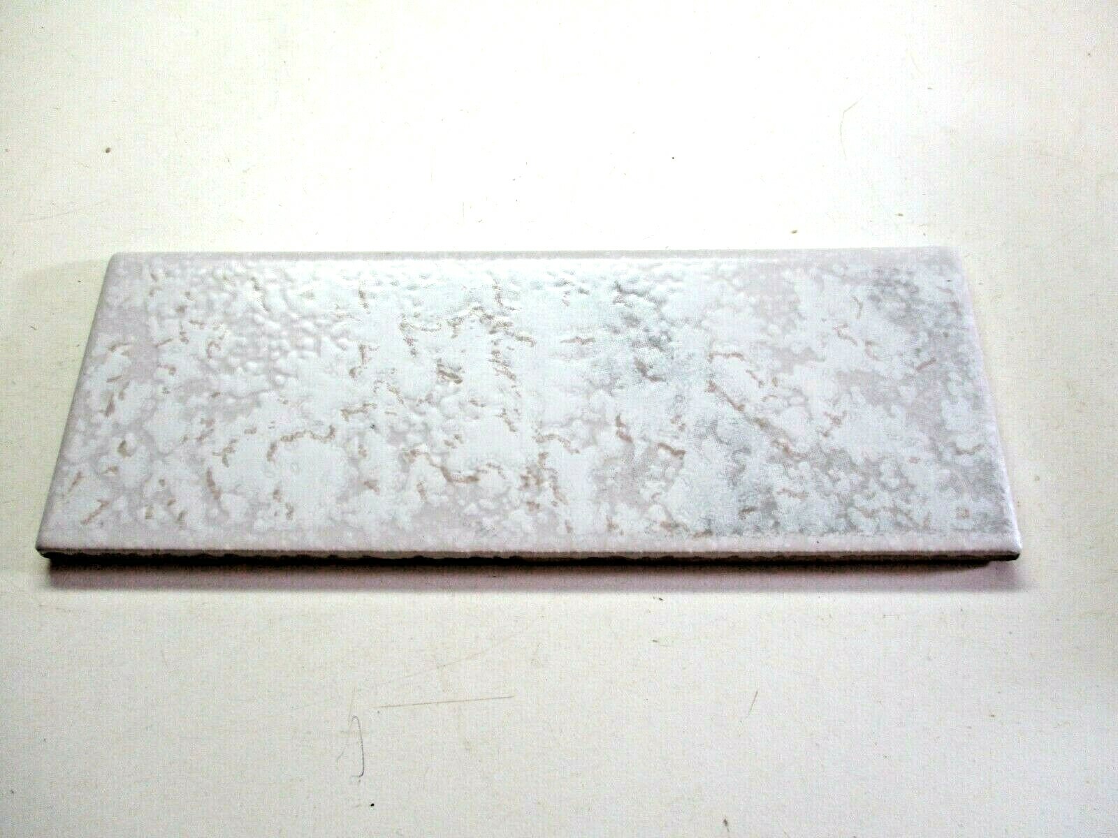 1 Italy CLP Bullnose Wall Tile Ceramic 7-7/8″ X 3″ Marbled Satin Gray Beige Vtg