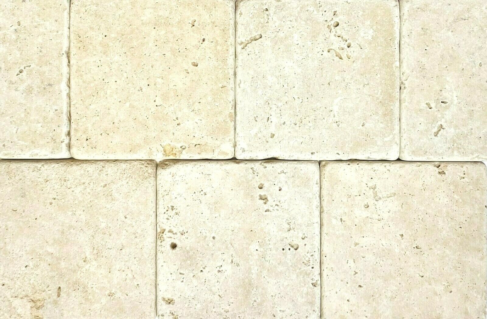 Medium Ivory 4×4 Tumbled Aged Travertine Tile Backsplash Floor (Sold by piece)