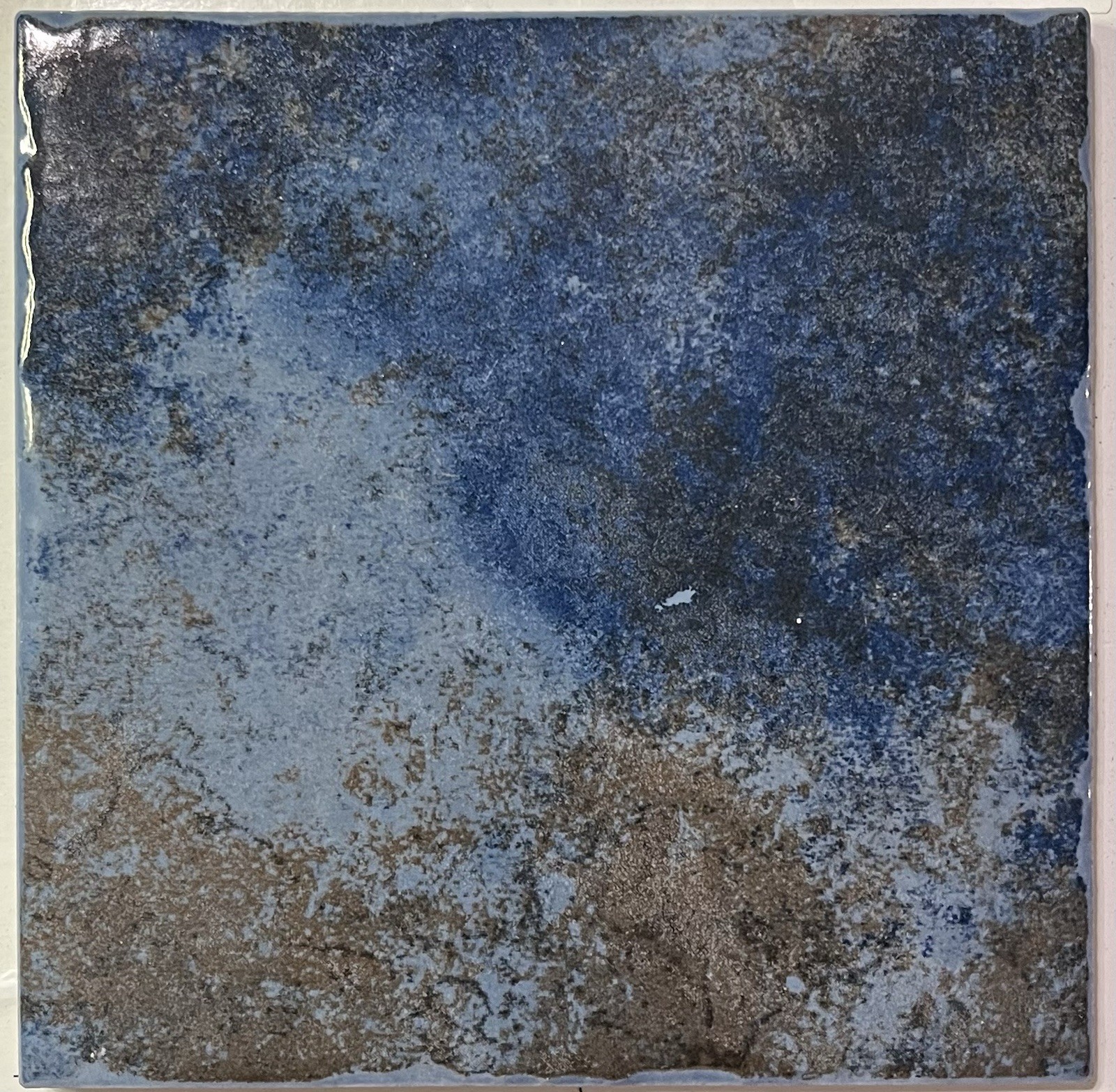 1 Ceramic Stone Pool Tile Blues & Browns 6×6 Glossy Finish