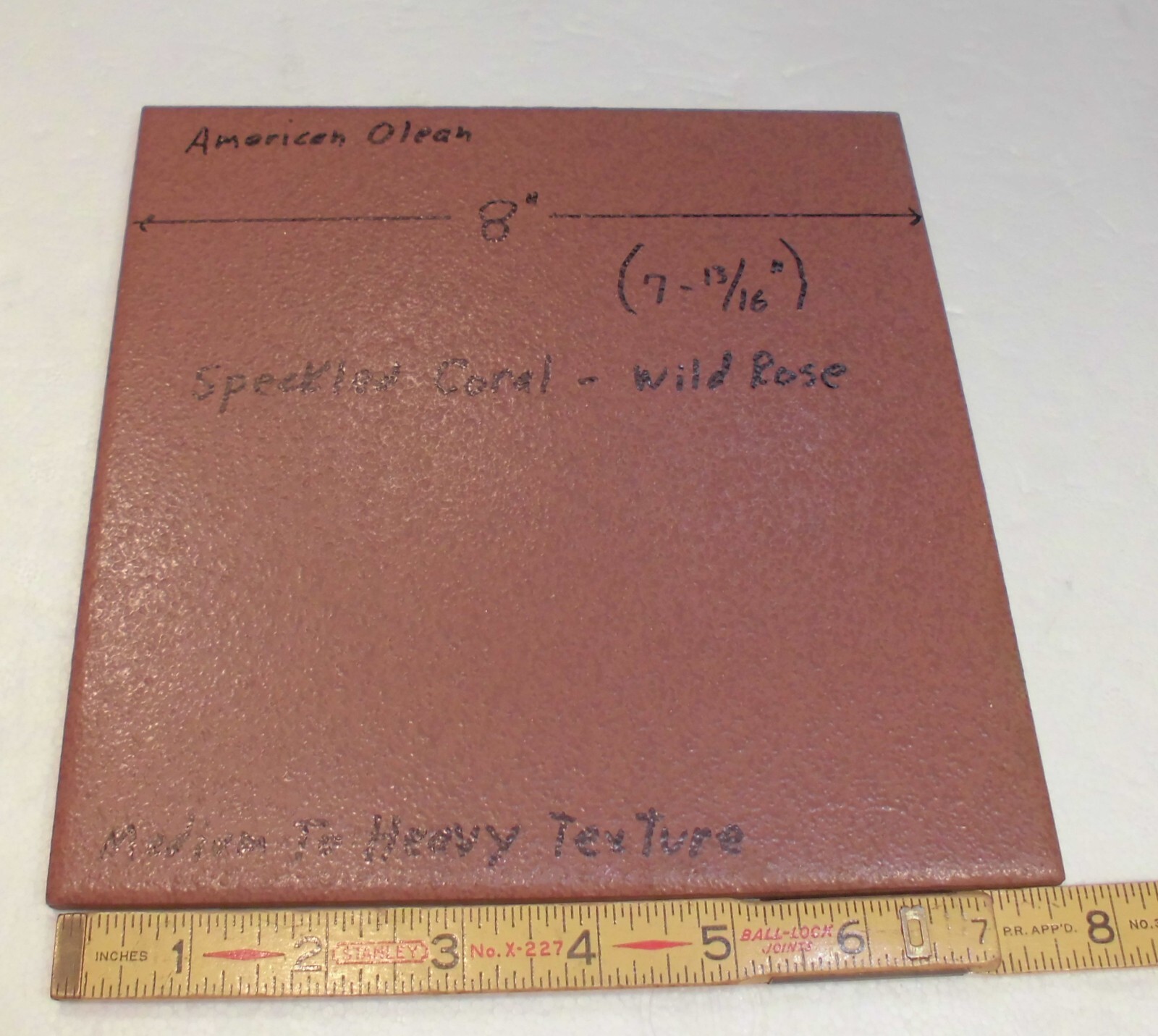 1 pc. Maroon-Wild Rose: 8″ Ceramic Floor Tile by American Olean, Speckled, New