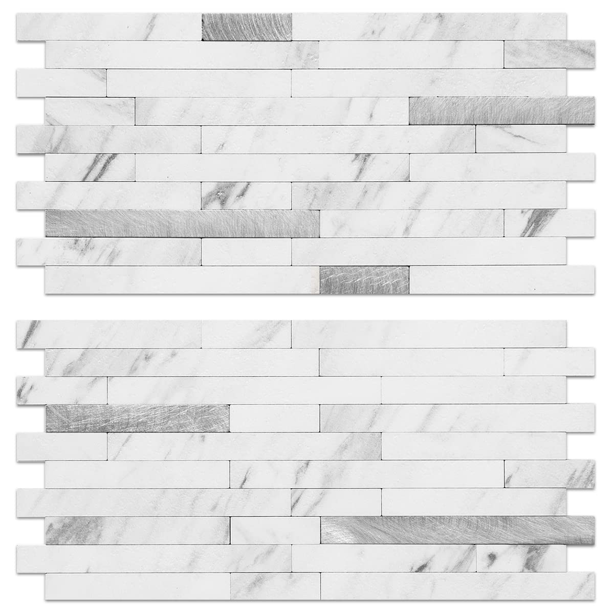 40 Sheets Faux Stone Peel and Stick Backsplash – White Marble PVC Wall Tiles for
