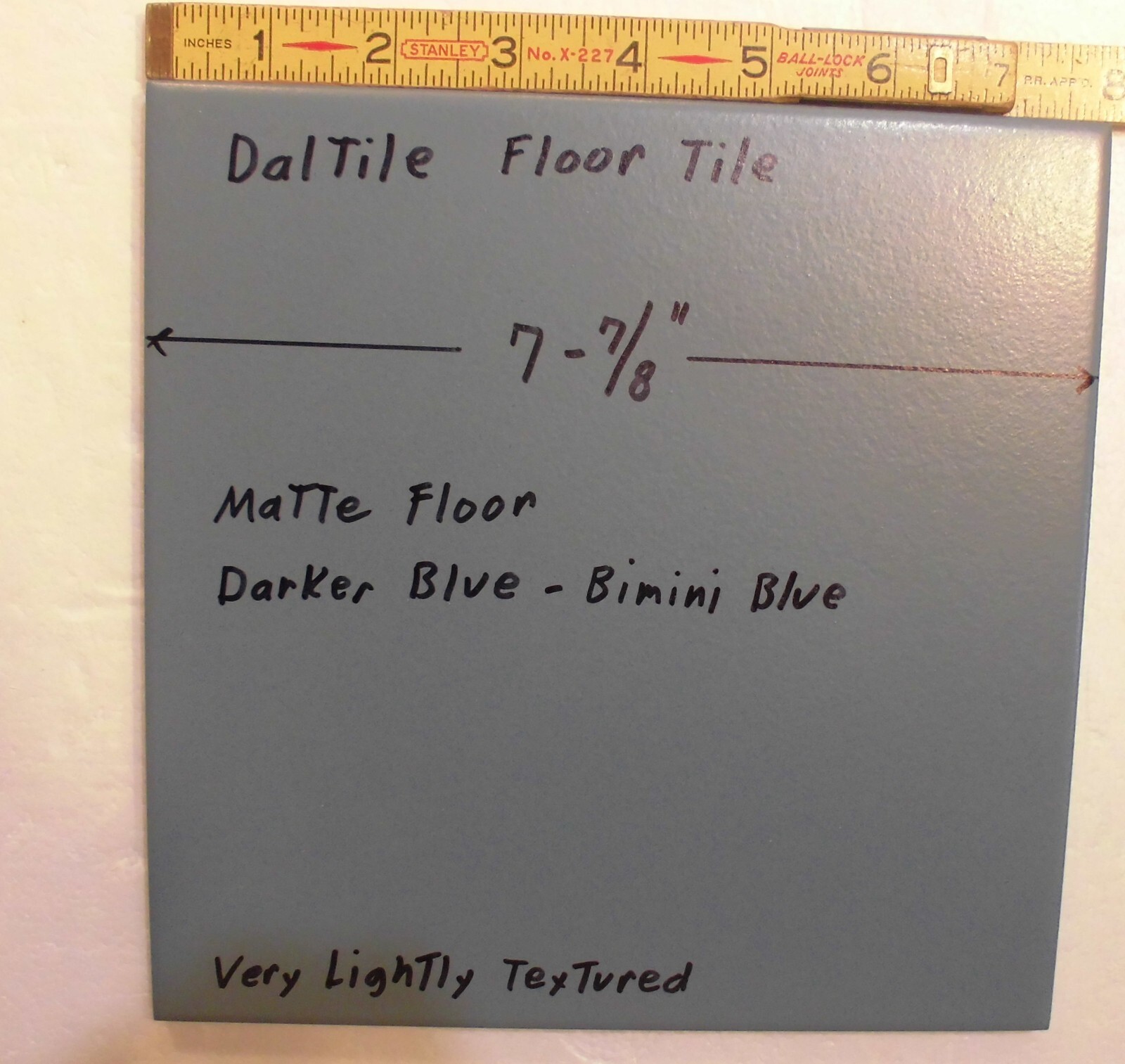 1 pc. Matte Darker Blue: 8″ Daltile Ceramic Floor Tile: Lightly Textured, NEW