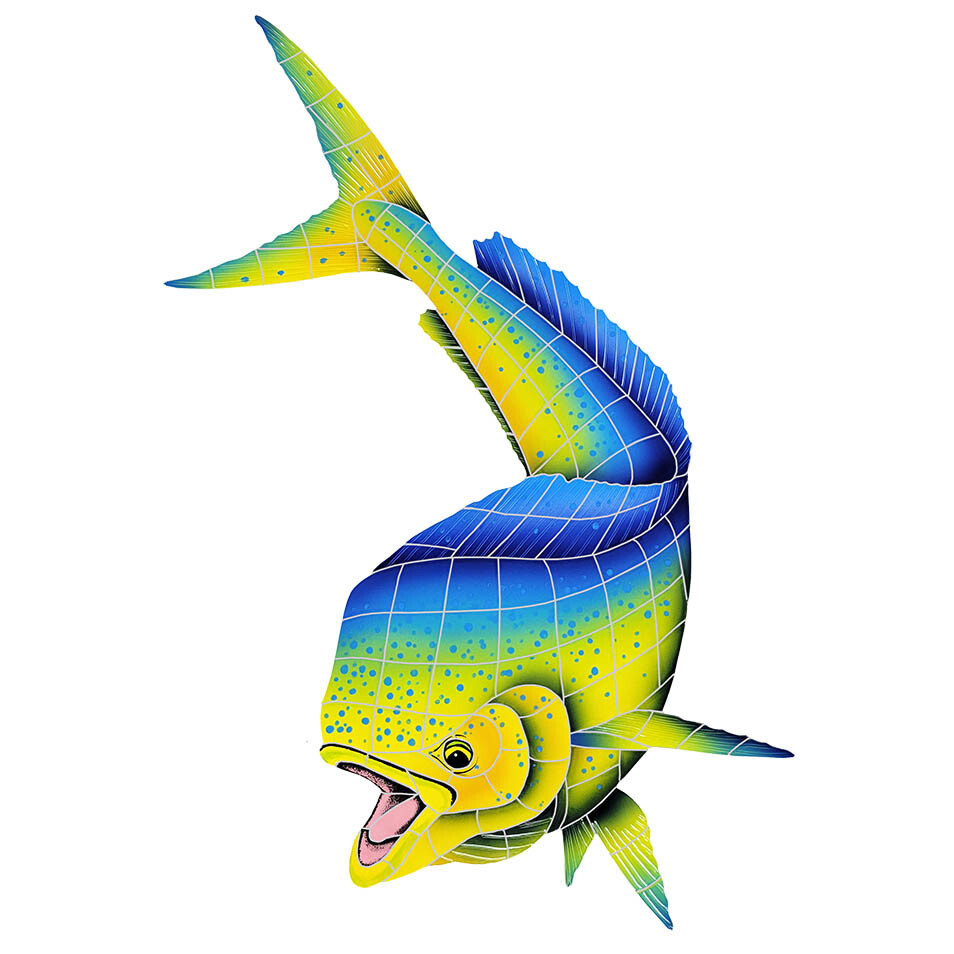 Mosaic Ceramic Dolphin Fish Mahi-Mahi for Swimming Pool or Wall – Free Shipping