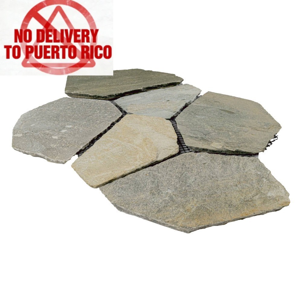 White 18 in. x 24 in. Multi-coloured Meshed Flagstone Paver Tile