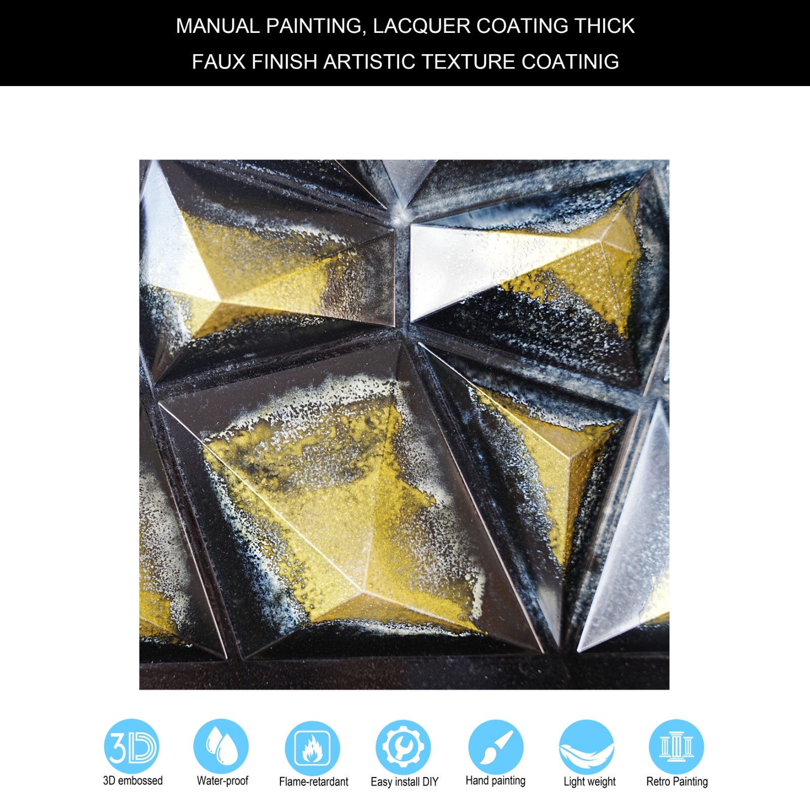 Ancient Suspended Ceiling Tiles Decorative Wall Panels PLM101 Black gold 10pcs