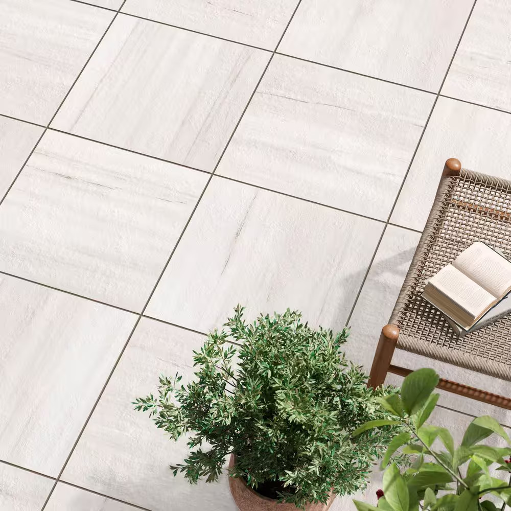 Impero Dolomite White 24 In. X 24 In. X 0.75 In. Marble Look Porcelain Paver (Ca