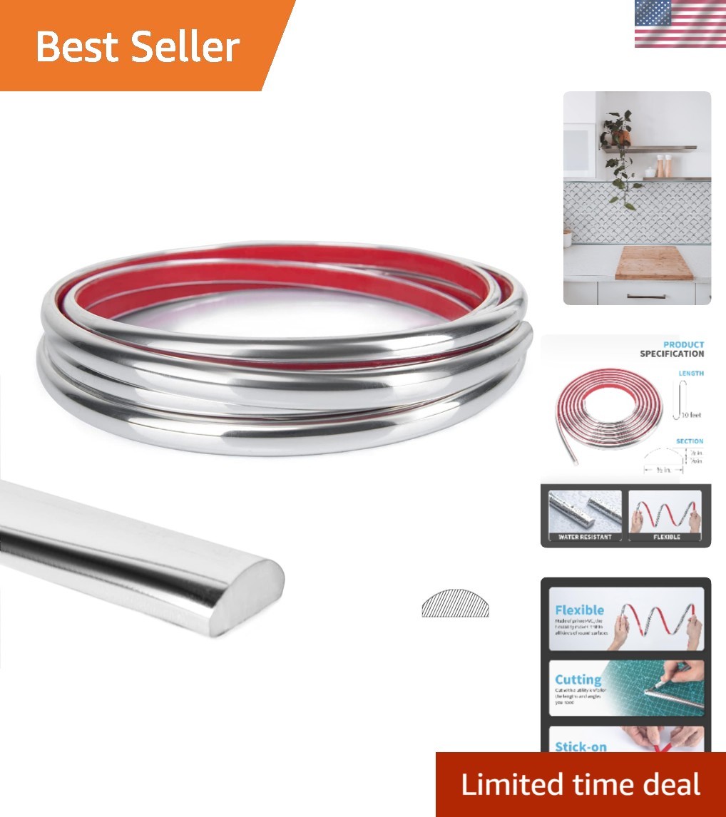Transform Your Space with 10 Ft Peel and Stick Stainless Steel Backsplash Trim