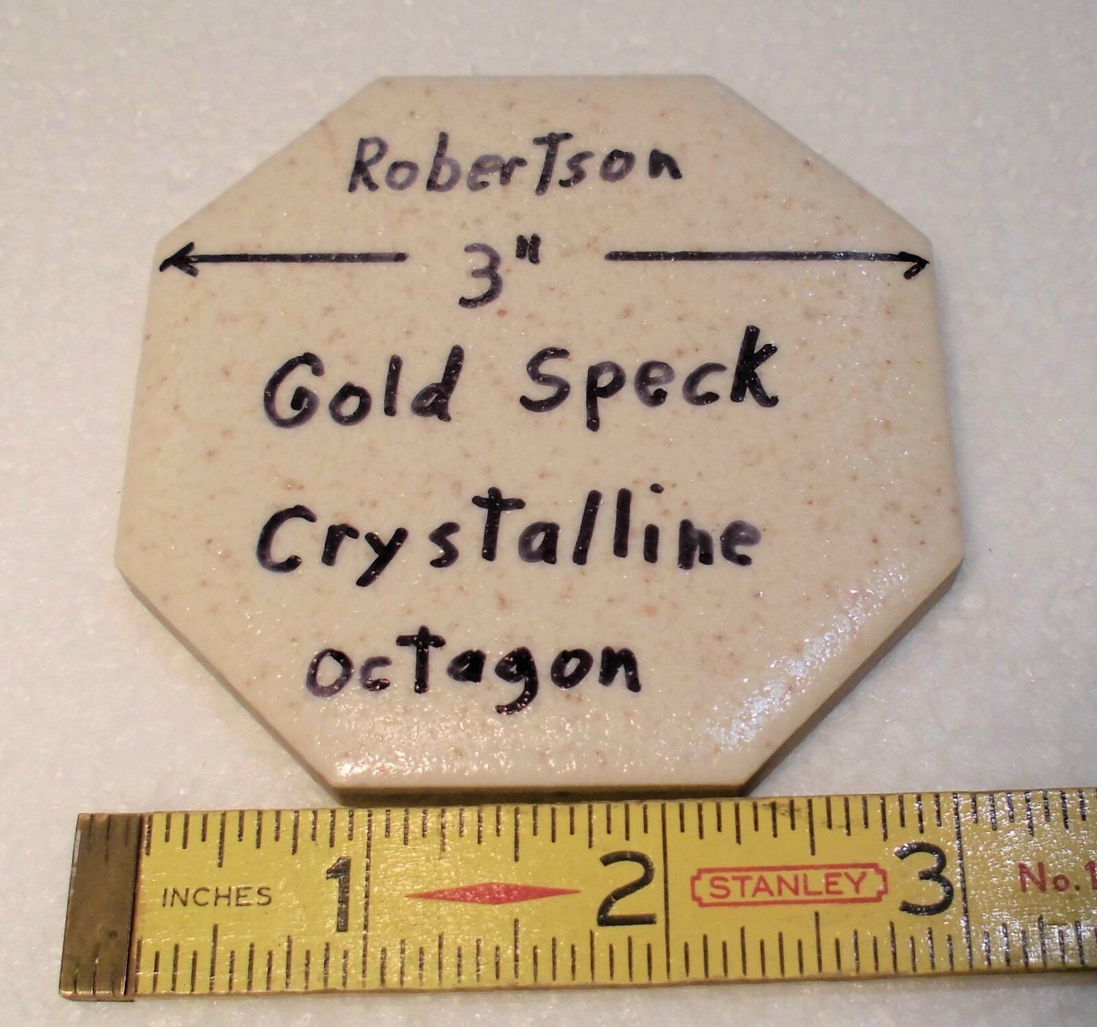 1 pc. Gold Speck – Dust; Octagon Ceramic Tile 3″ by Robertson, Crystalline: NOS