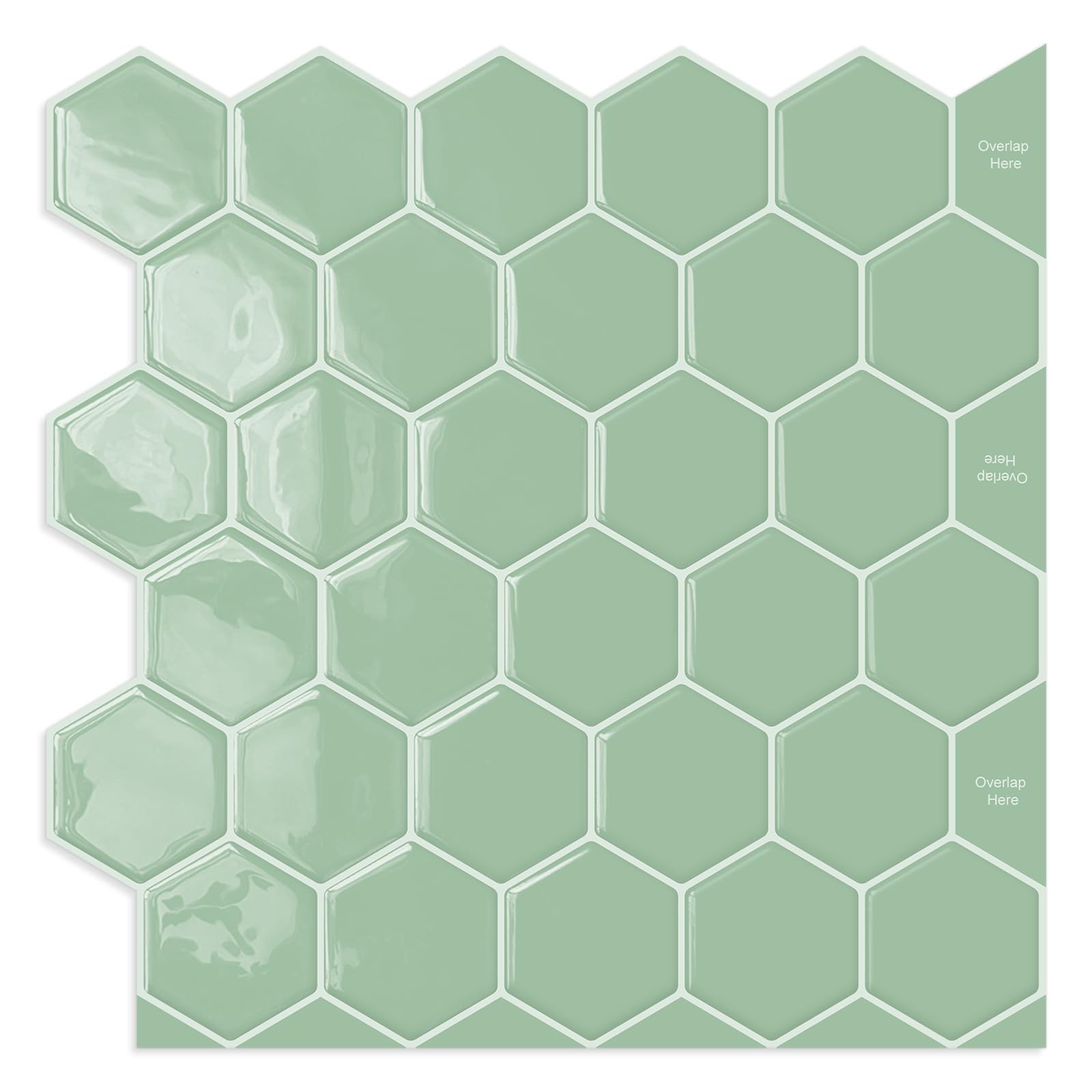 Sage Green Hexagon Peel and Stick Backsplash,12 x 12 Self Adhesive Back Splas…