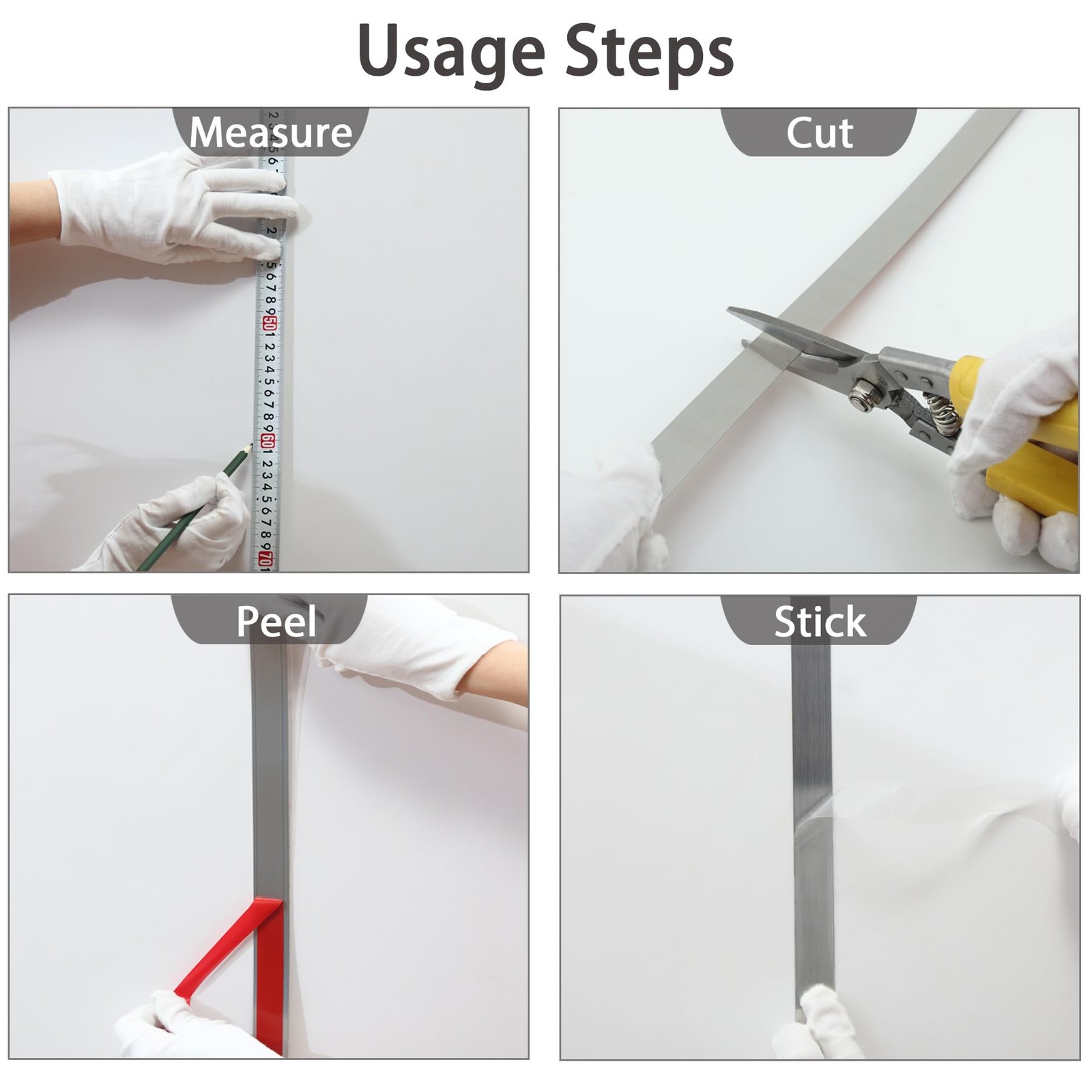 Peel Stick Metal Molding Trim Self-Adhesive Stainless Steel 20ft x 0.6in