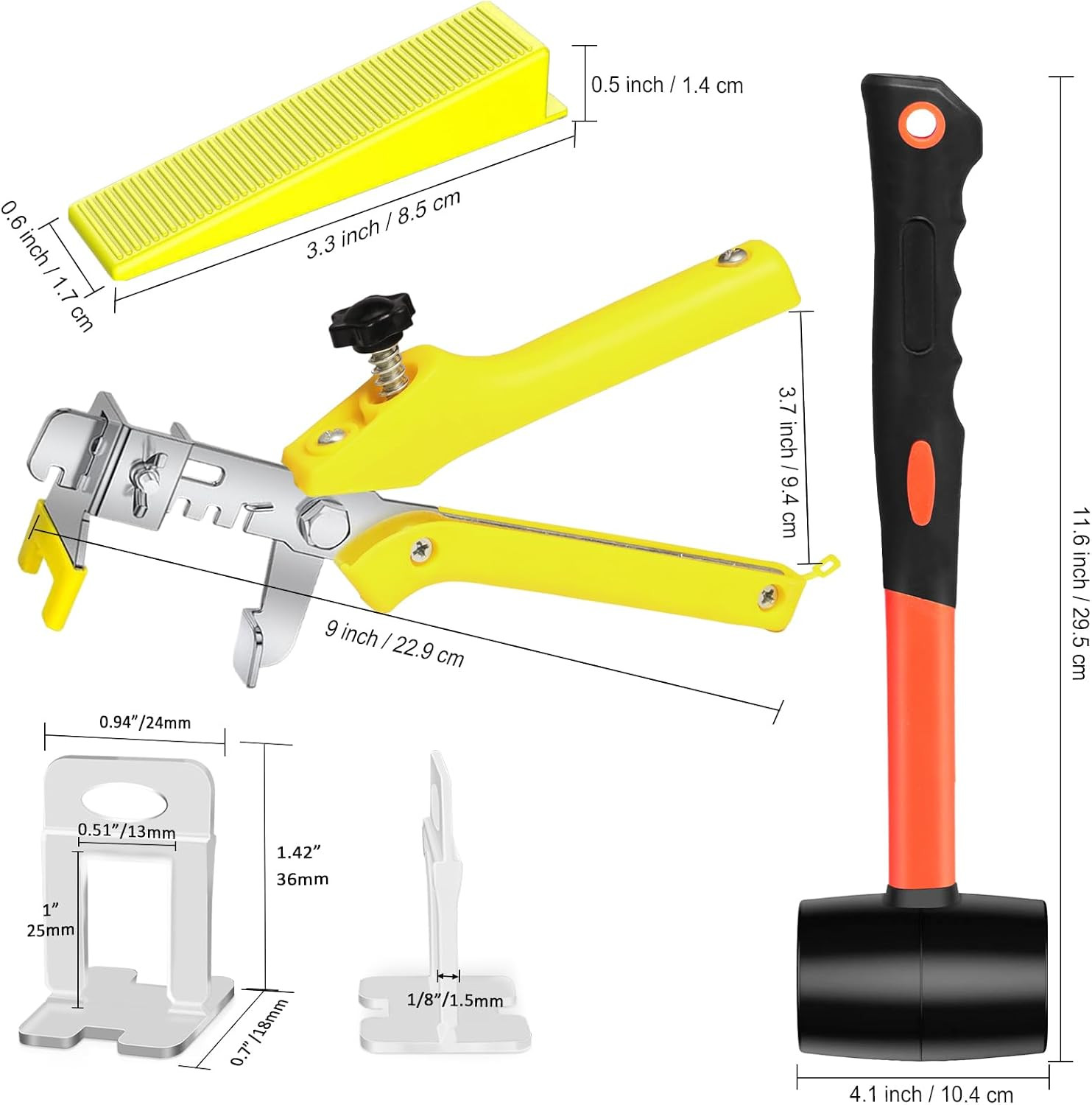 Tile Leveling System with Tile Pliers and Hammer – 300 Piece Tile