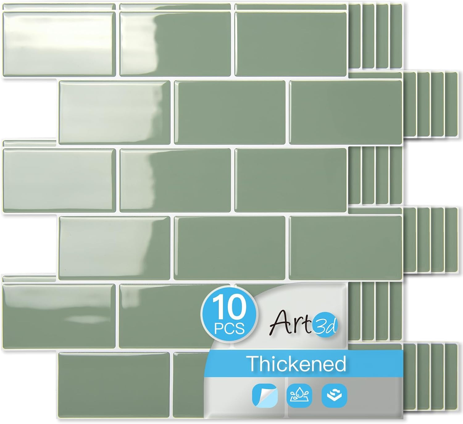 Peel and Stick White with Silver Grout Wall Tiles – 10-Pack of 12 X12 Thickened