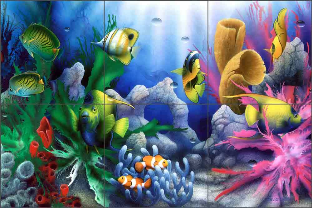 Undersea Tile Backsplash David Miller Tropical Fish Art Ceramic Mural DMA2007d