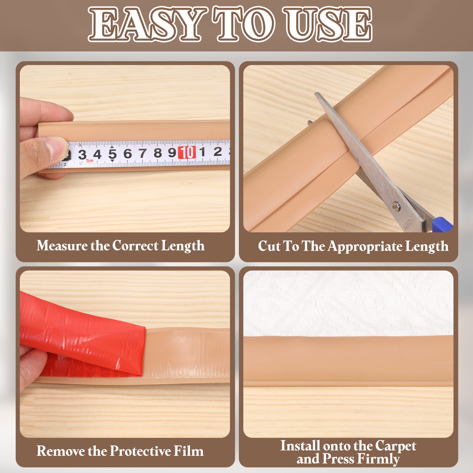2 pcs strip edges carpet 25x3x0.5cm white cover for car
