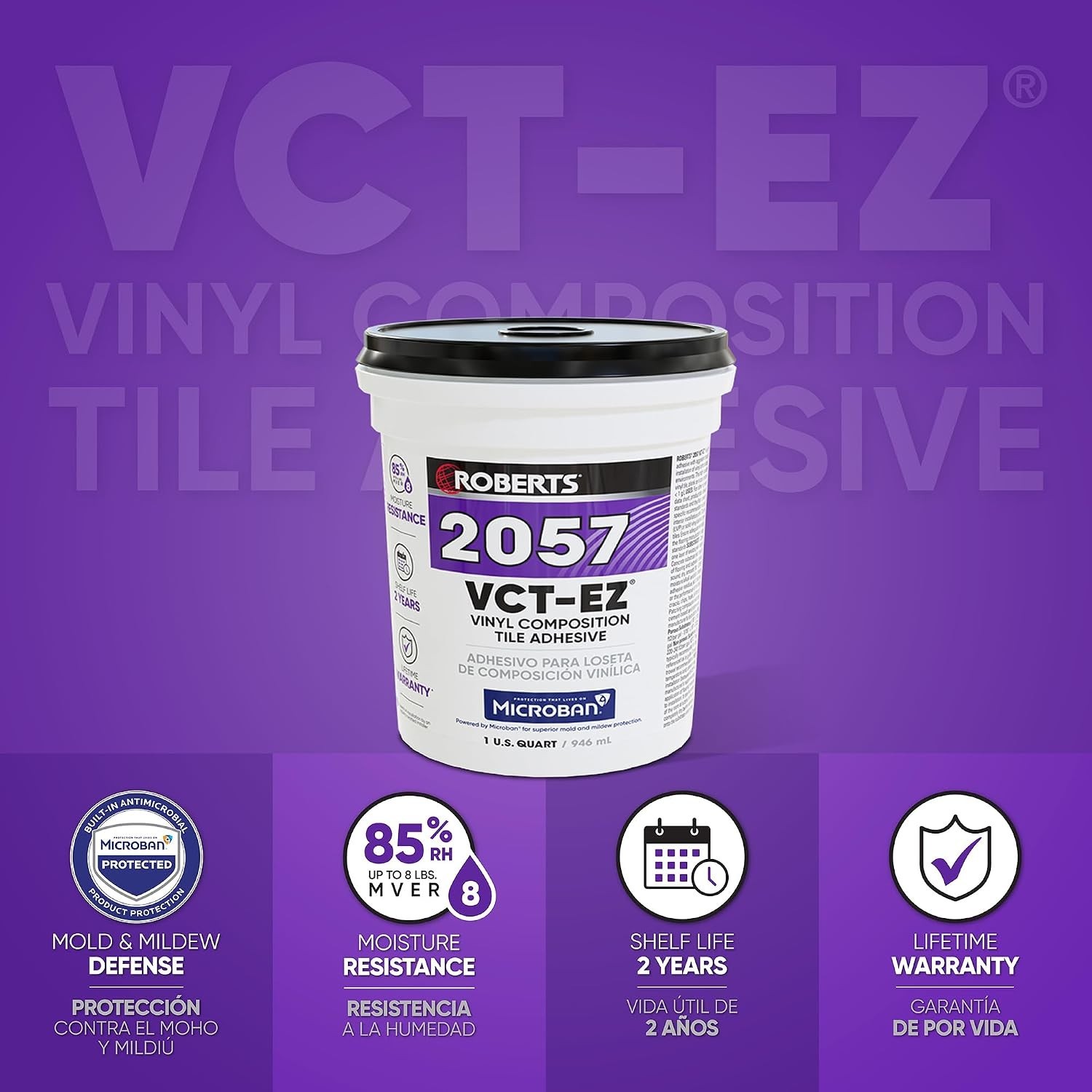 Versatile 1 Quart Vinyl Tile Adhesive – Ideal for Indoor & Commercial Use