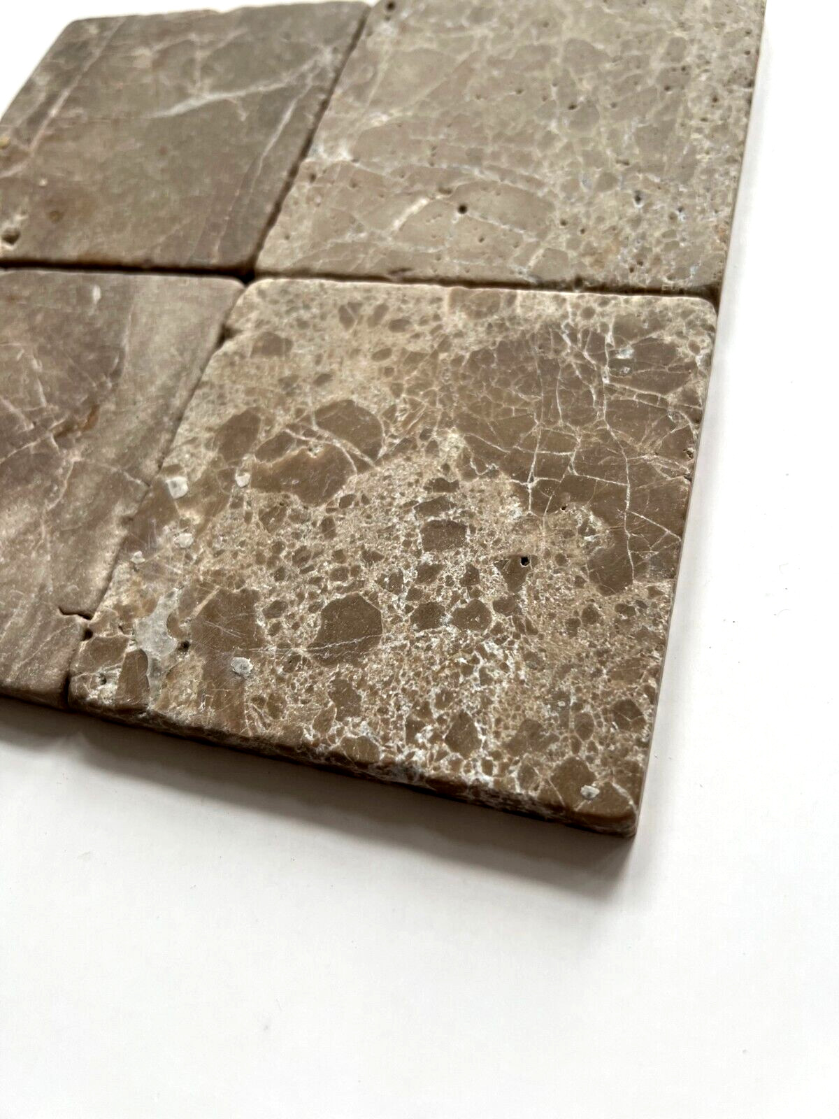 Dark Emperador 4×4 Tumbled Marble Tile Backsplash Floor Wall (Sold by 1 SF)