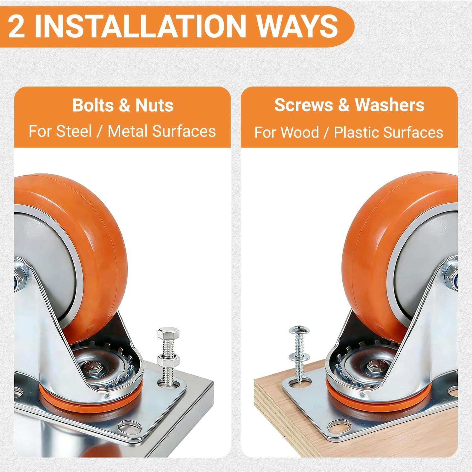 6 Inch Swivel Caster Wheels Set of 4, 2600lb Capacity, Silent Polyurethane Wh…