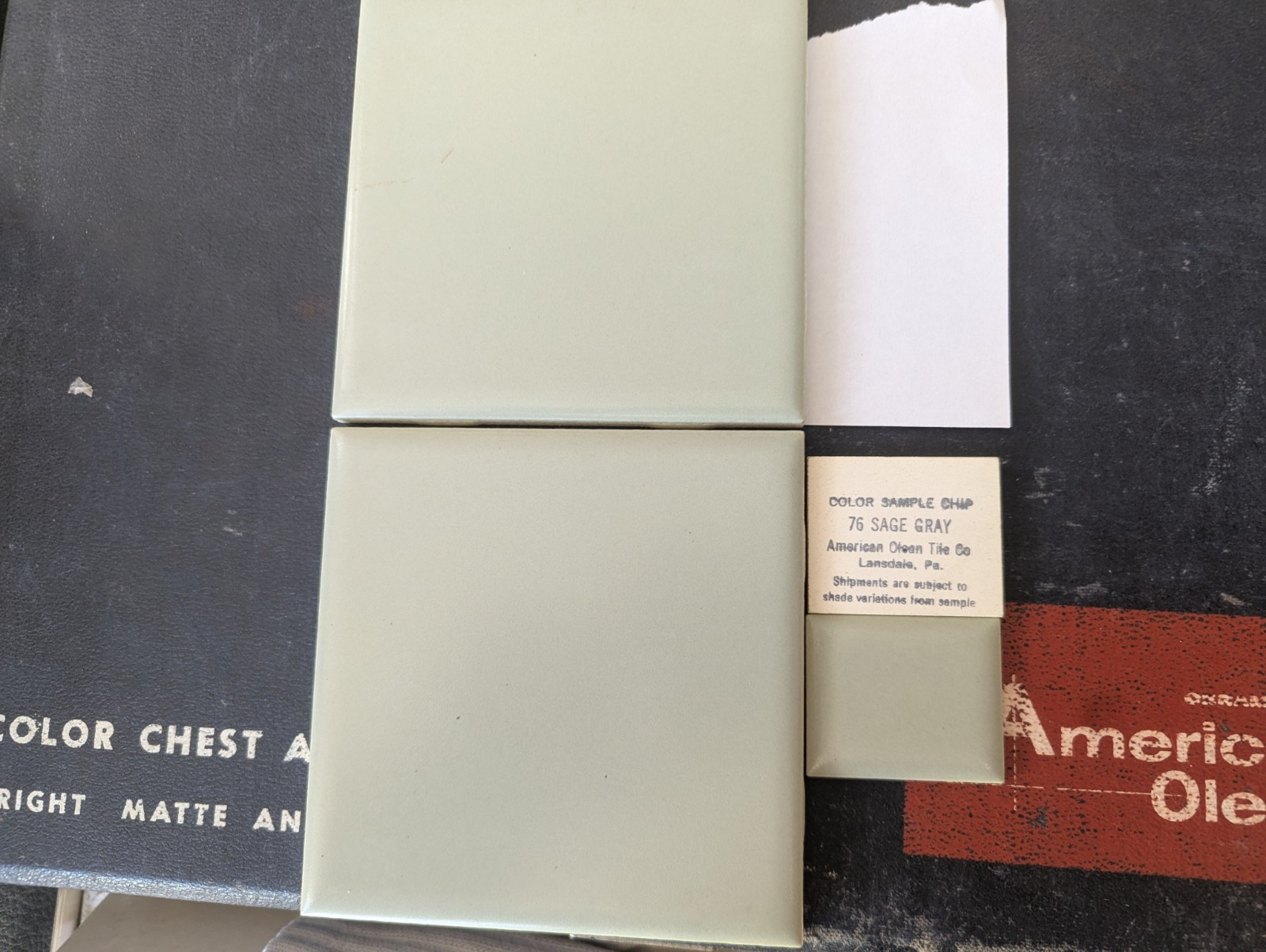 2 pcs of American Olean Ceramic Tile 4 1/4″ Matte Satin “Sage Gray” number 76