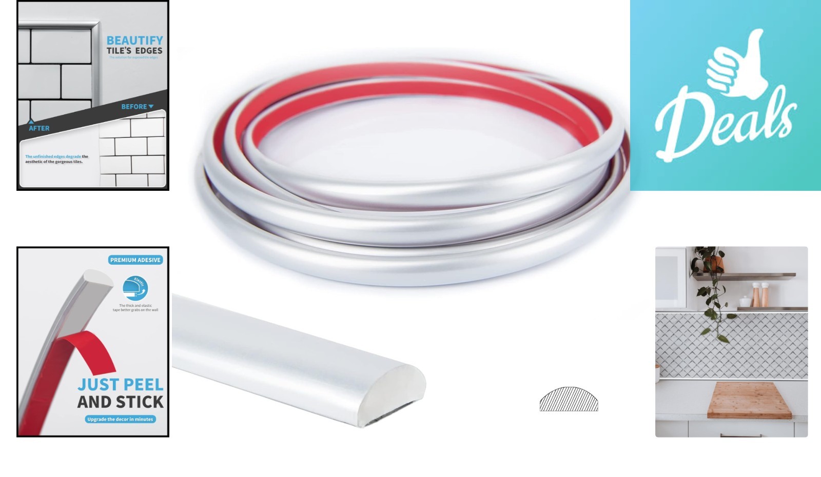 Versatile 25 Ft Self-Adhesive PVC Backsplash Trim – Water-Resistant Design