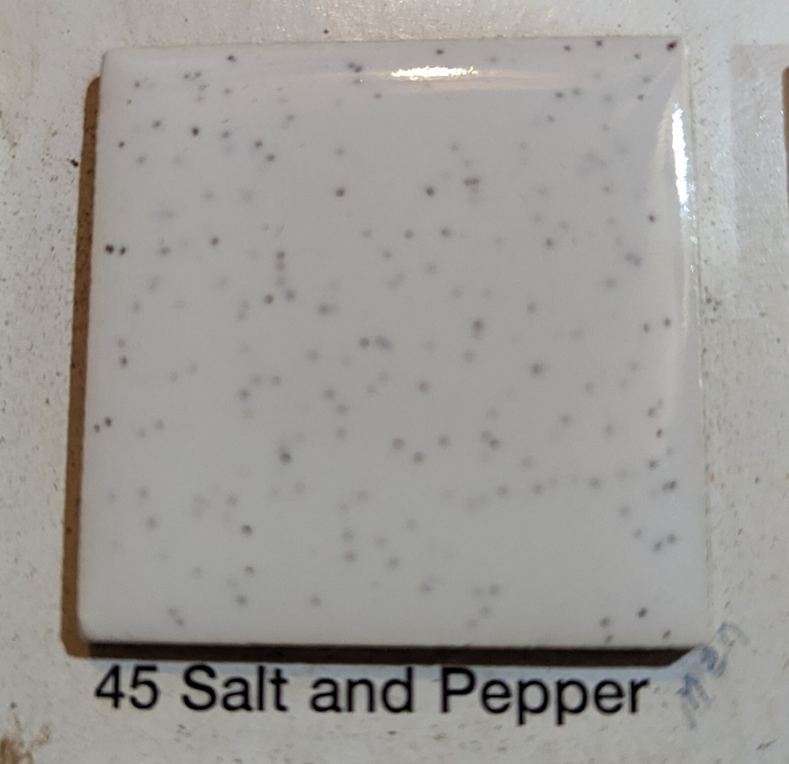 4 pcs American Olean 4 1/4″ Ceramic Tile Salt & Pepper #45 Black Speckled Glossy