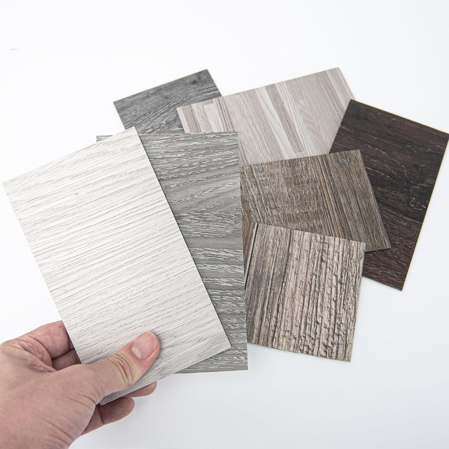 Peel and Stick Floor Tile Vinyl Wood Plank Samples Set of 8, Rigid Surface