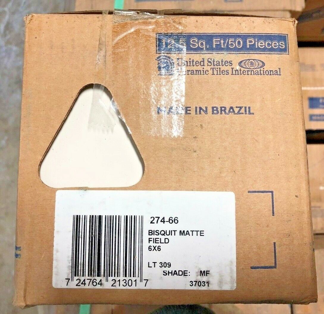 6×6 Tile US Ceramic Matte Bisquit Vintage Remodel Bath Field Wall 12.5 SQ FT