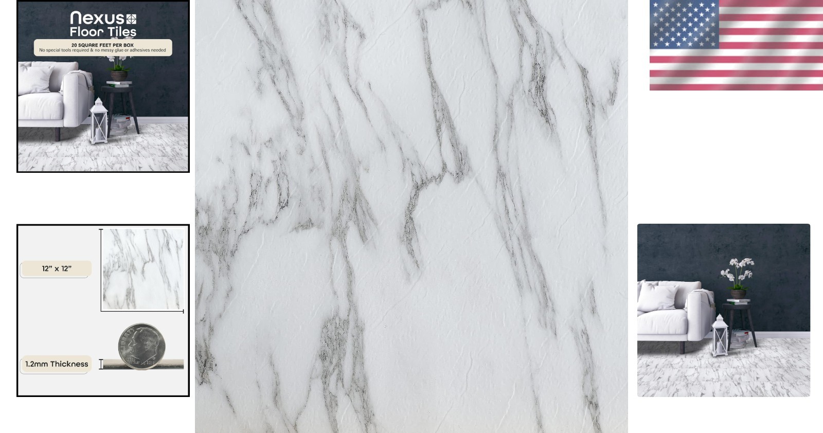 Transform Your Space with 20 Bianco Marble Vinyl Floor Tiles – Peel & Stick