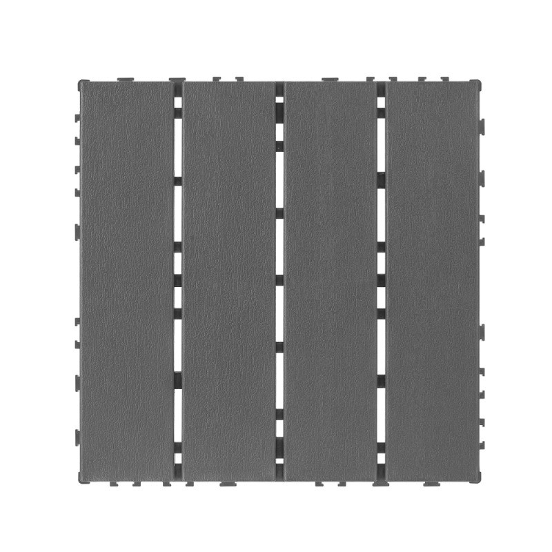44-Pack Plastic Interlocking Decking Tiles, 12×12 Inches, Dark Gray