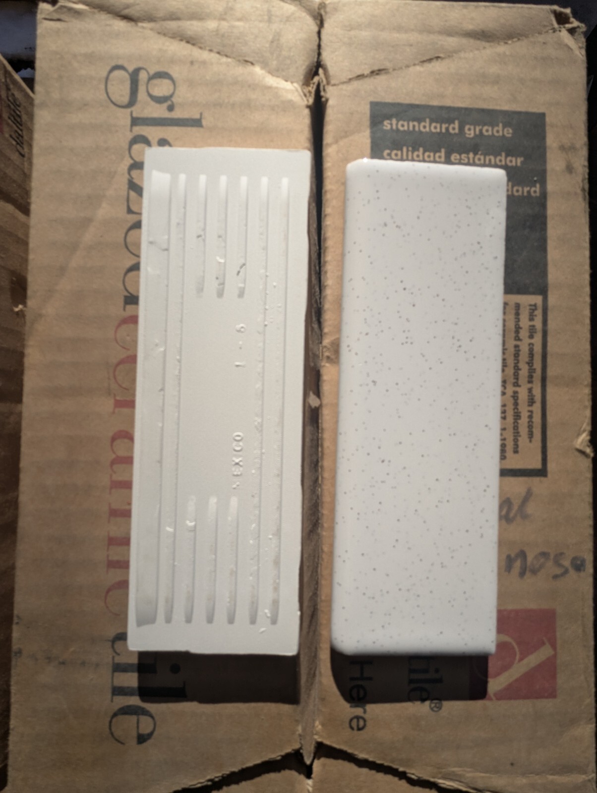 2 pieces S4269 2×6 Ceramic Tile 0147 Pepper White Daltile AO 45 thinset bullnose