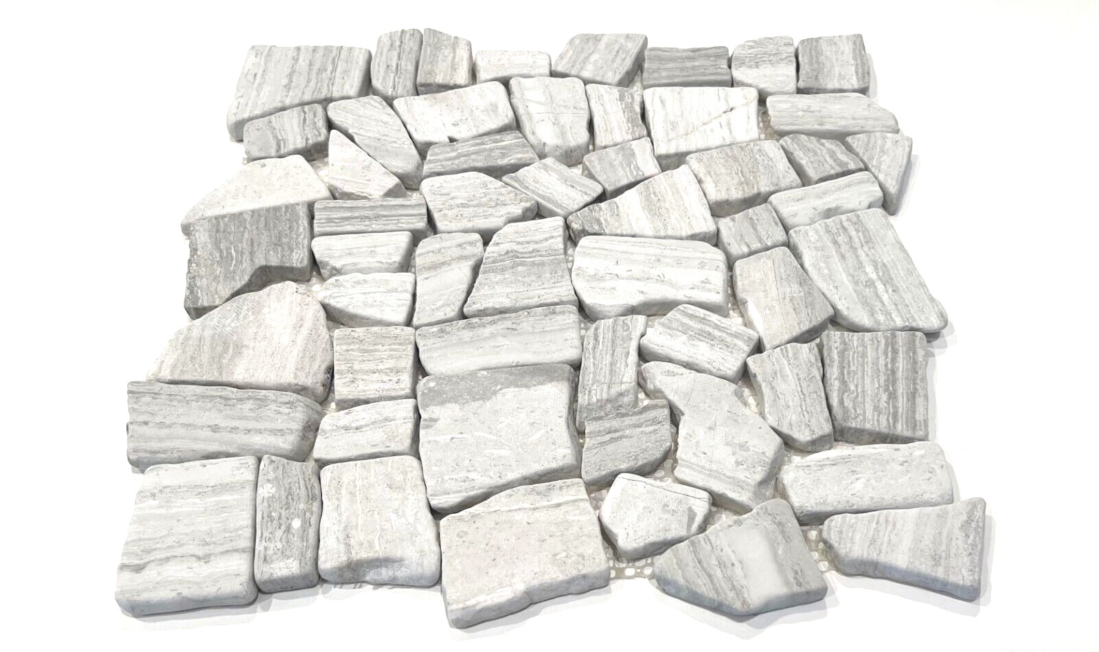Chenille White Marble 12×12 Tumbled Flat Pebble Stone Mosaic Floor and Wall Tile