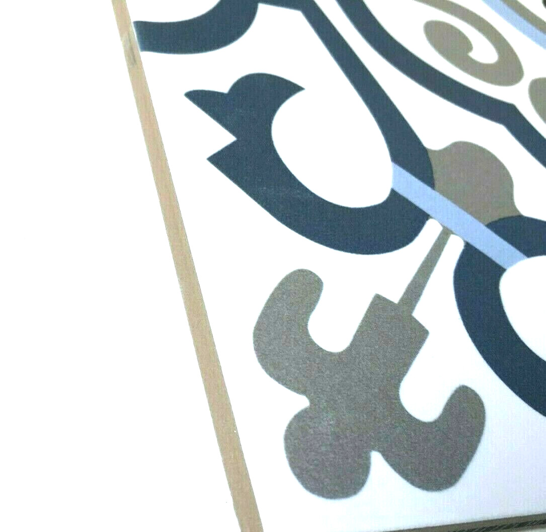 8×8 Versay Blue White Encaustic Pattern Porcelain Tile Squarefeet Depot (Box 10)