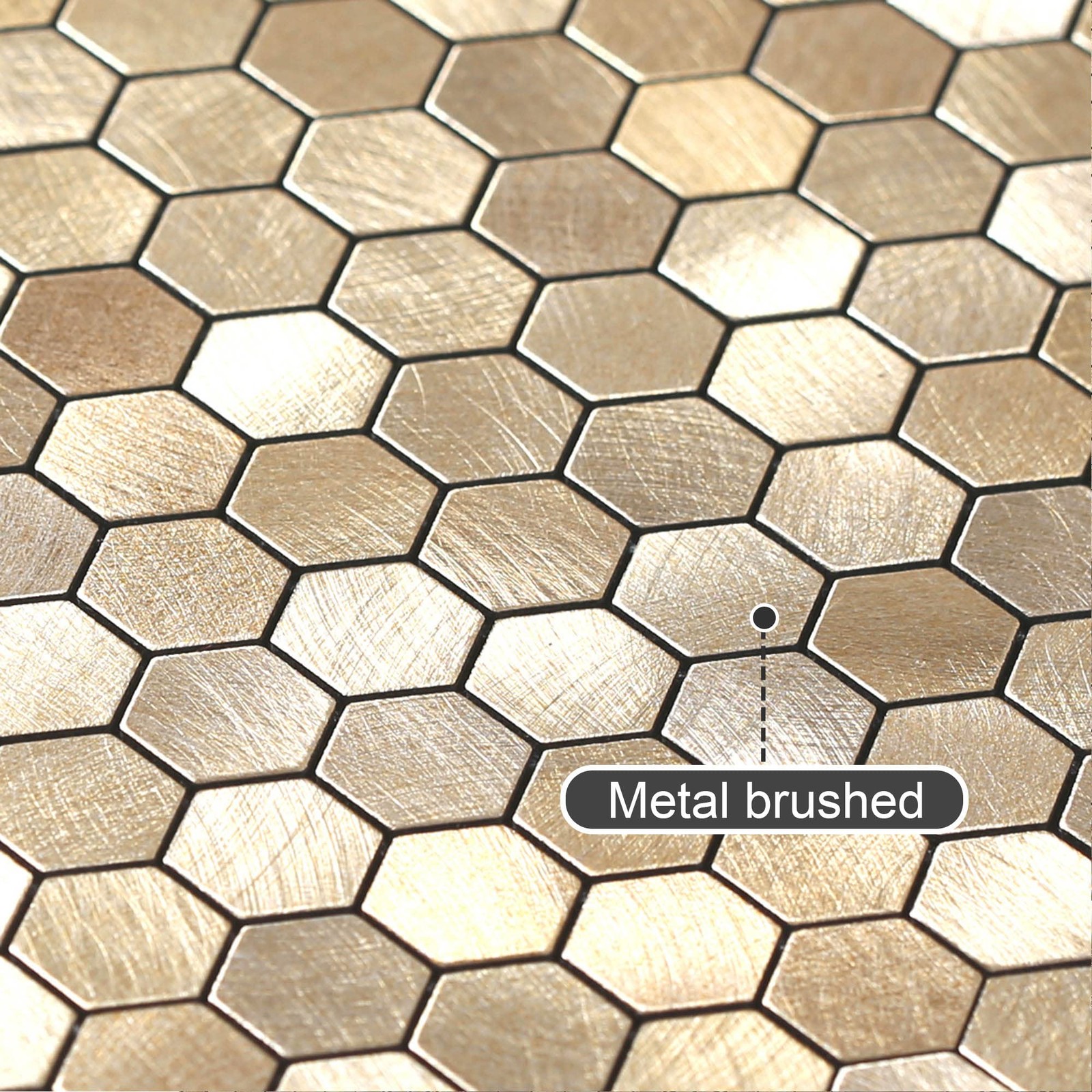 Peel and Stick Backsplash Kitchen Mosaic Tiles Penny Hexagon Small Metal Stic…