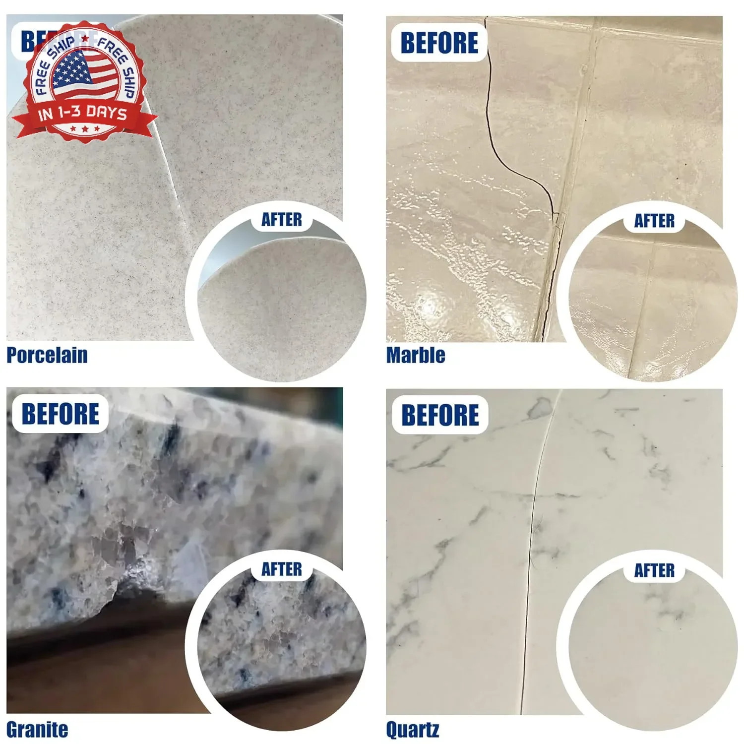 Tile Repair Kit – Porcelain Repair Kit for Repairing Scratches, Chips, Dents, Ho