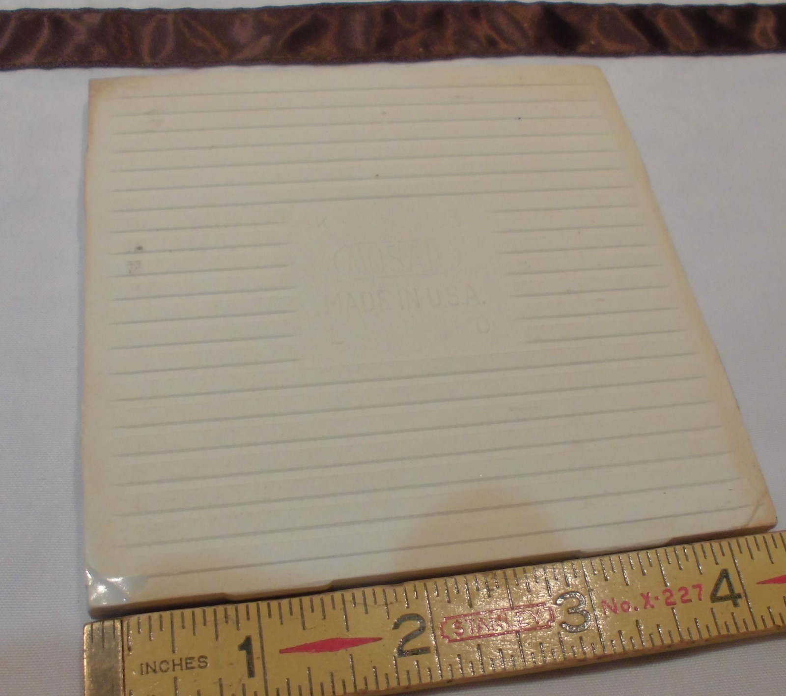 1 pc. Vintage *Light French Gray* Matte Ceramic Tile 4-3/8″ by Mosaic Co. NOS
