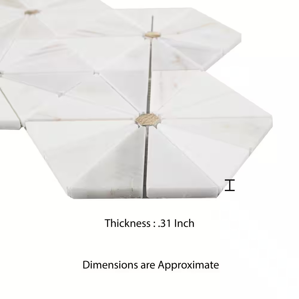 Elegante White Pinwheel 11 In. X 12 In. Stone/Metal Mesh Mounted Mosaic Floor an