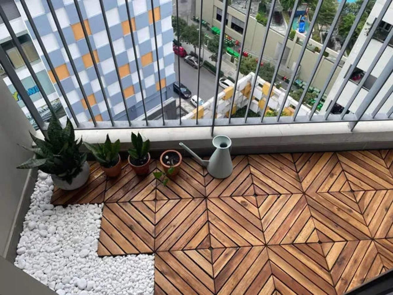 10PCS Acacia Wood Deck Tile Interlocking Flooring Waterproof Tiles Outdoor Patio