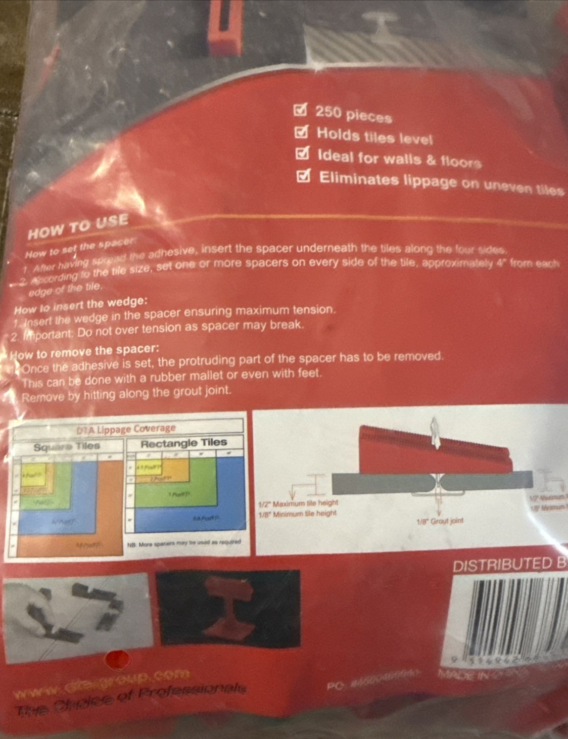 DTA 250 Piece 1/8” Spacers Wedge Lippage System -Brand New-SHIPS N 24 HOURS