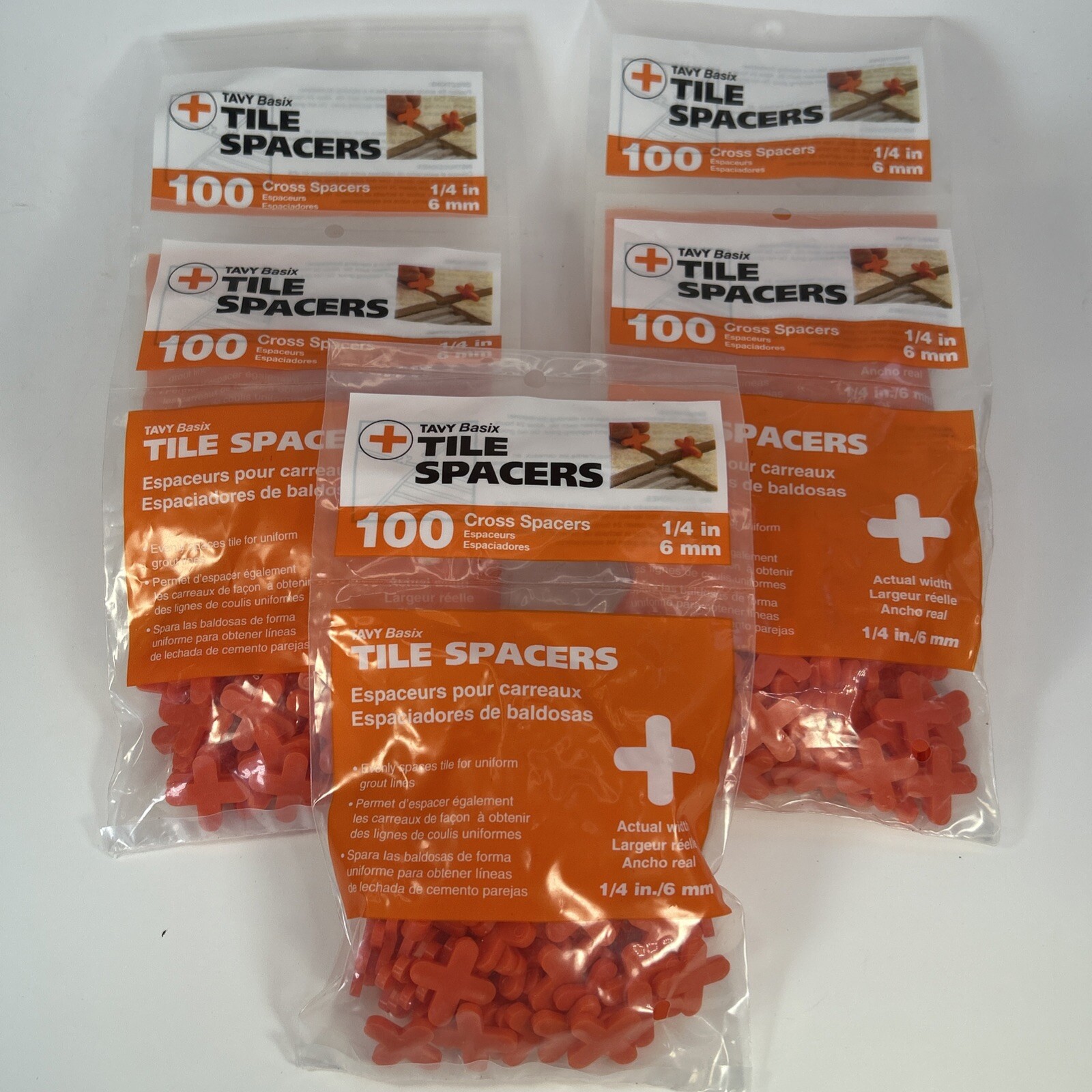 Tavy Basix | Cross Tile Spacers | 1/4in- 6mm | 500 Pc. Five Pack | New