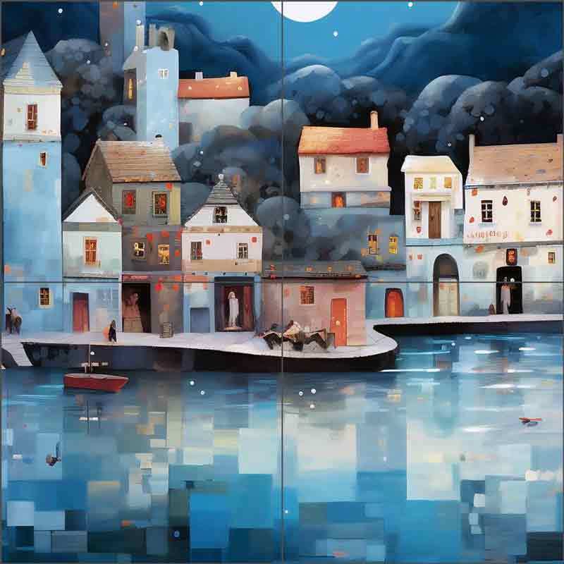 Boat Tile Backsplash Ray Powers Village Art Ceramic Mural OB-RPA384b