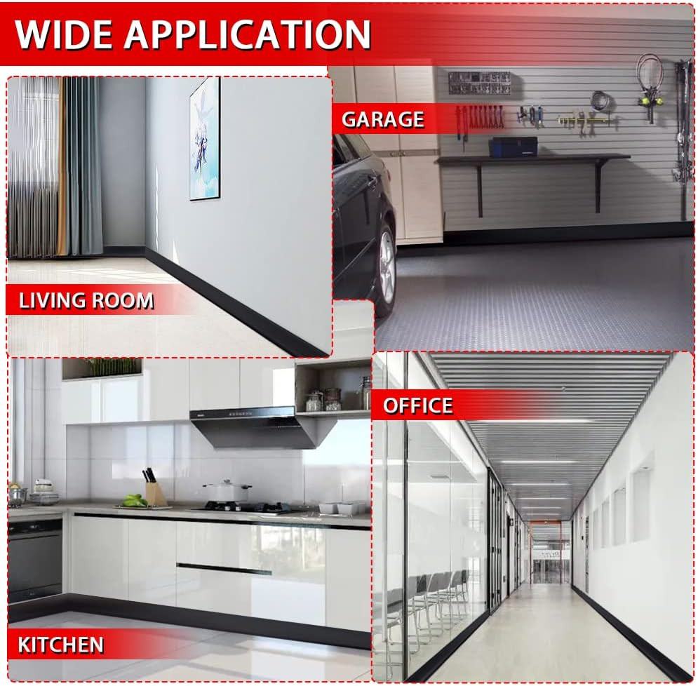 Vinyl Wall Base Baseboard Molding Trim 4″ Flexible Self Adhesive Rubber Wall Bas
