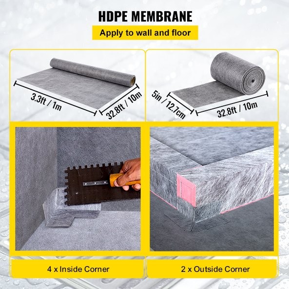 Heavy-Duty Shower Pan 38x60in with 4in PVC Drain Grate and Installation Kit