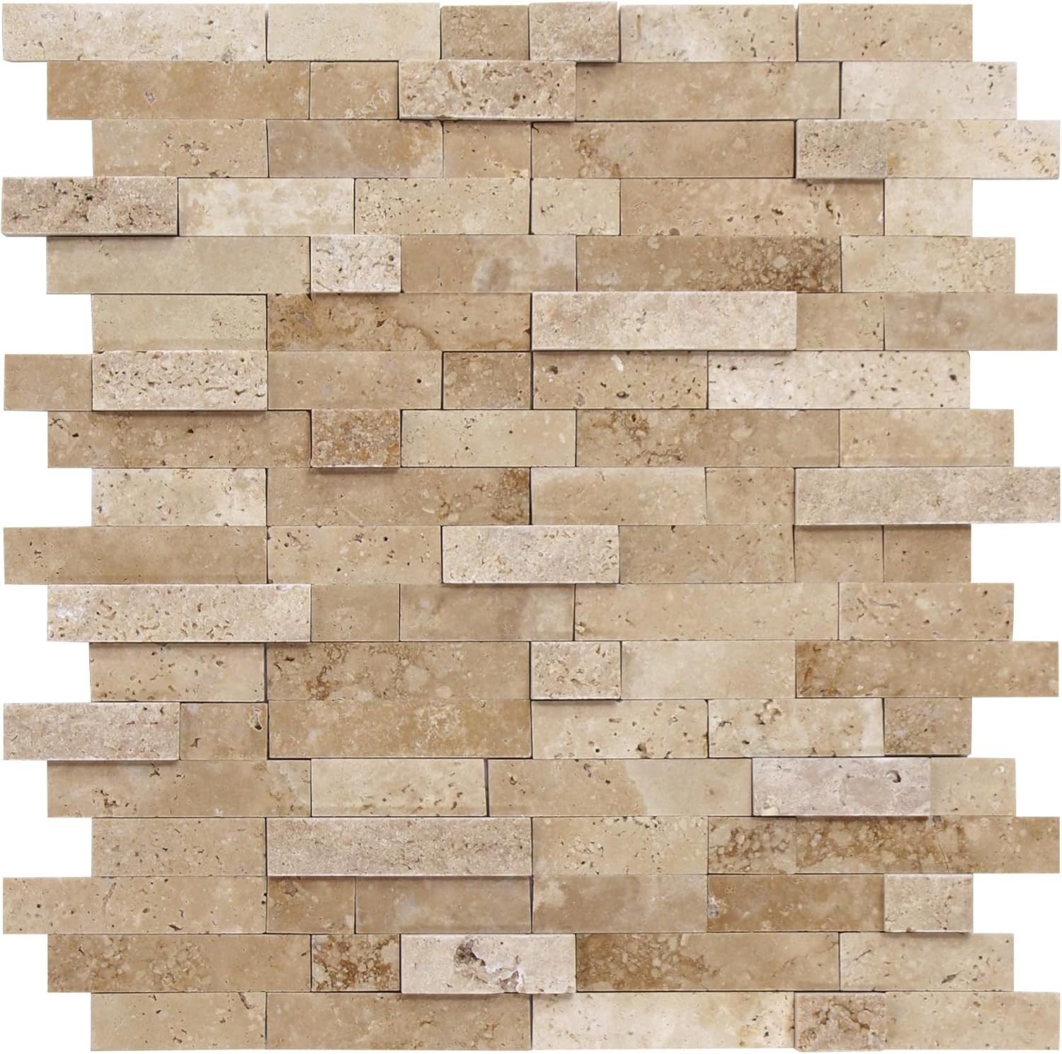 Natural Stone Mosaic Tiles Peel Stick 3D Beige Kitchen Backsplash Heat Resistant