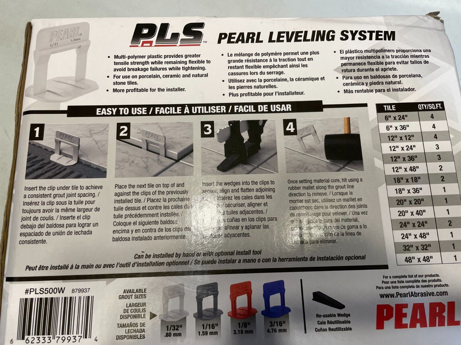 Pearl Abrasives Tile Spacers Leveling System 500pc PLS 1/32″ Tile Leveling Clips