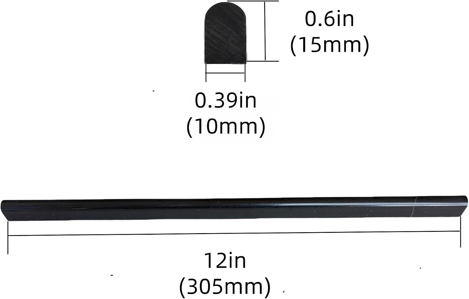 Polished Black Marble Pencil Tile Trim – 10 Pack for Backsplash & Walls