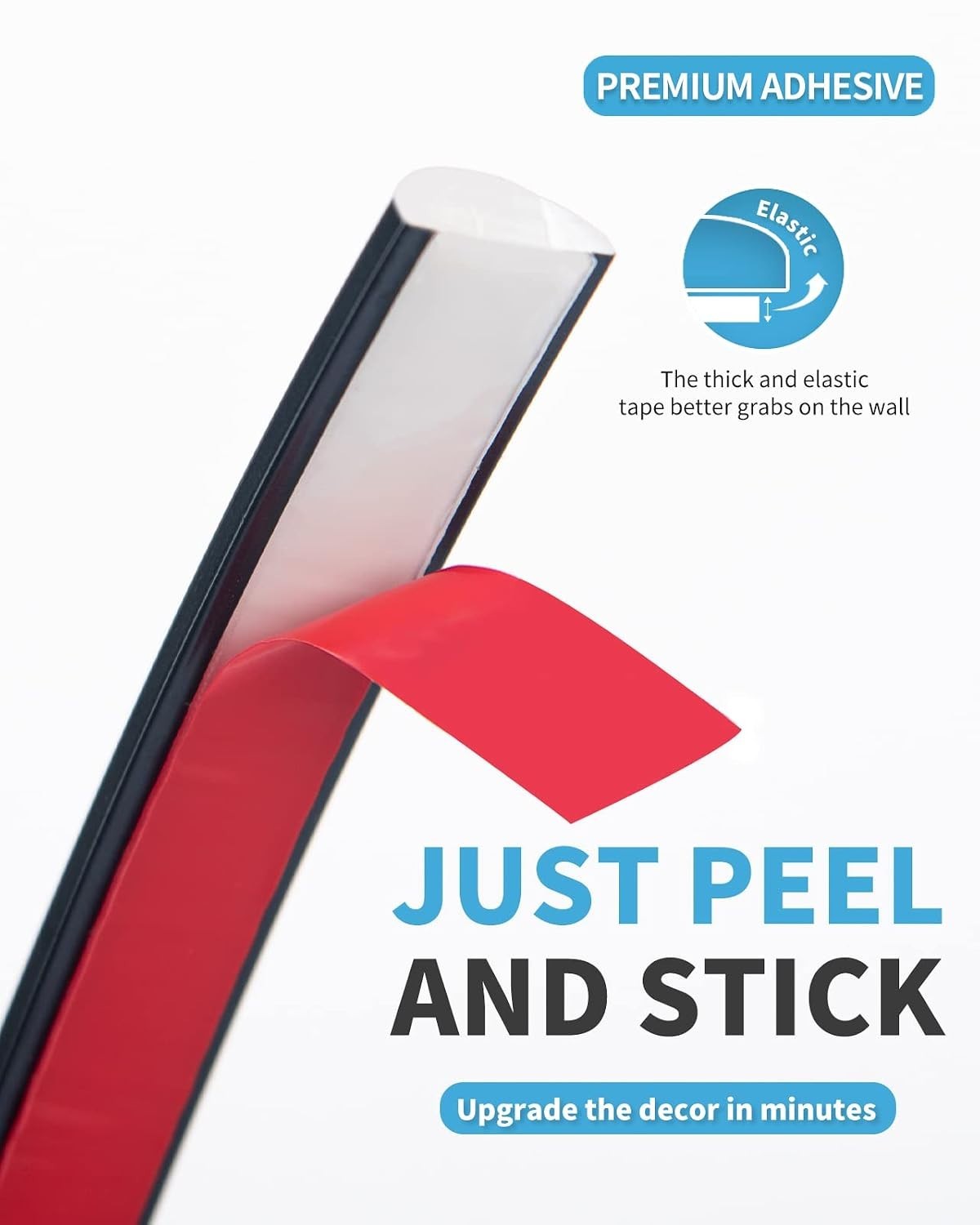 Flexible 10 Ft Peel and Stick Vinyl Molding Trim – Elegant Black Finishing Touch