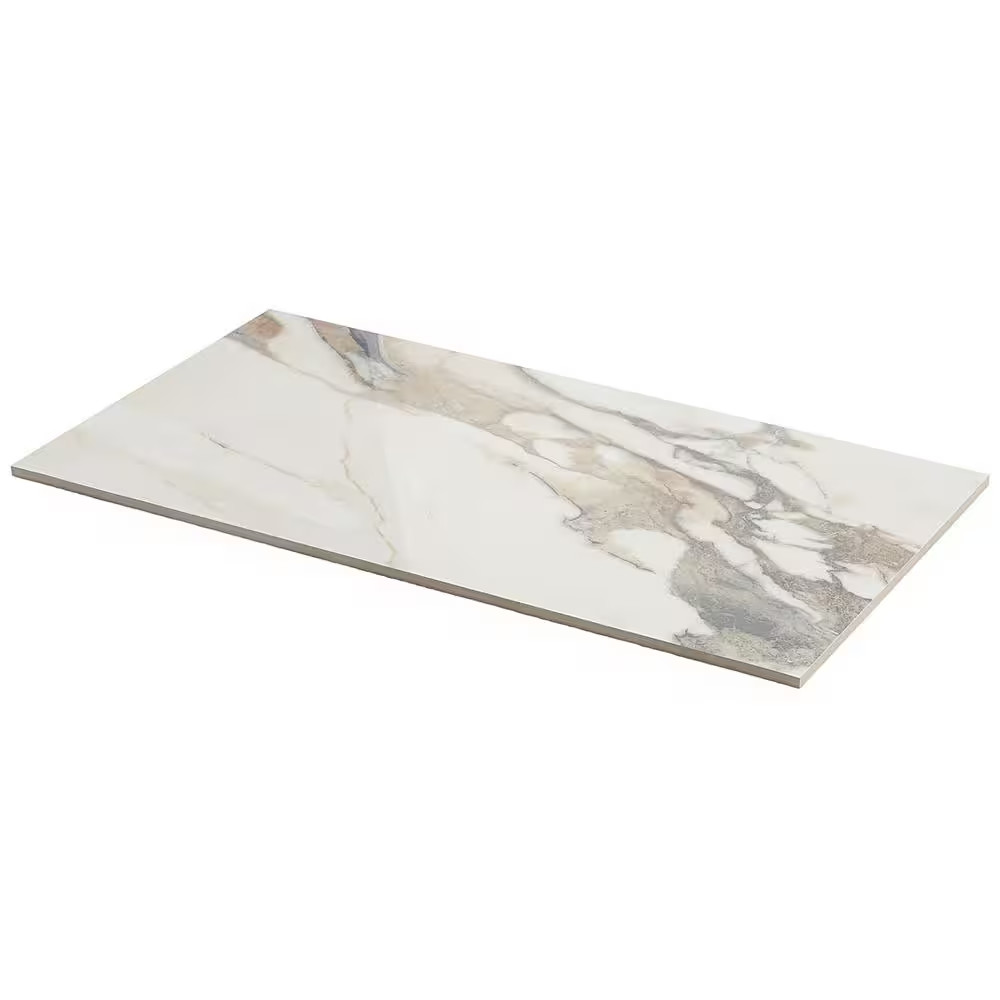 Saroshi Calacatta Rustico 11.81 In. X 23.62 In. Polished Marble Look Porcelain F
