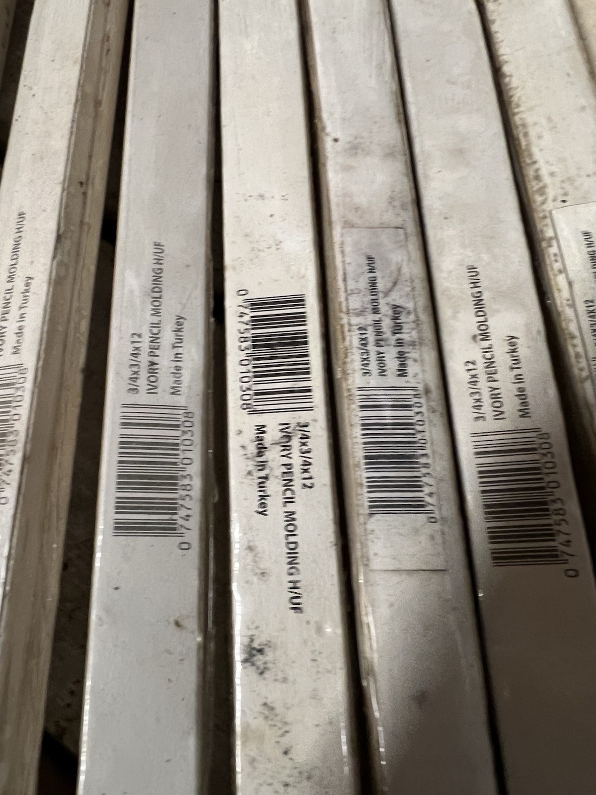 3/4″ X 12″ Ivory Light Travertine Chair Rail Pencil Molding Trim Wall Tile