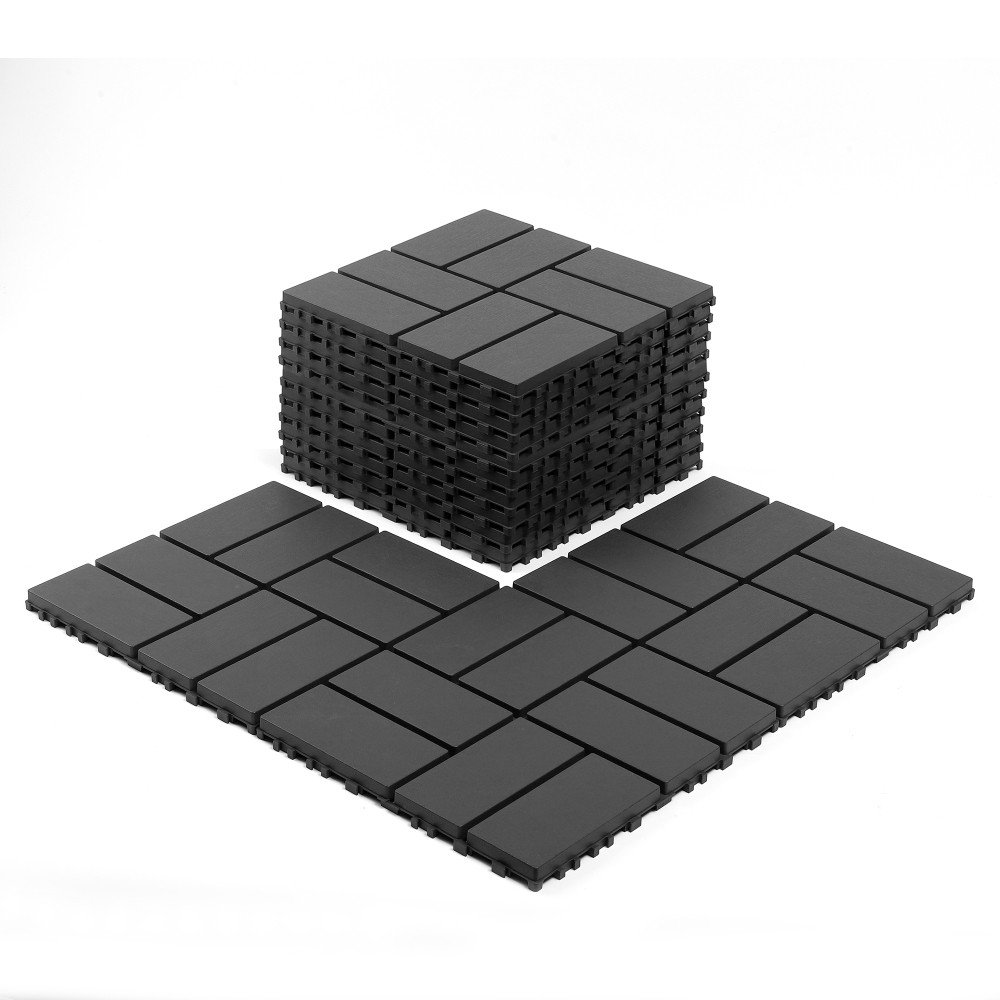 44x Plastic Interlocking Decking Tiles Terrace Decking Tiles, 12 X12 Inches