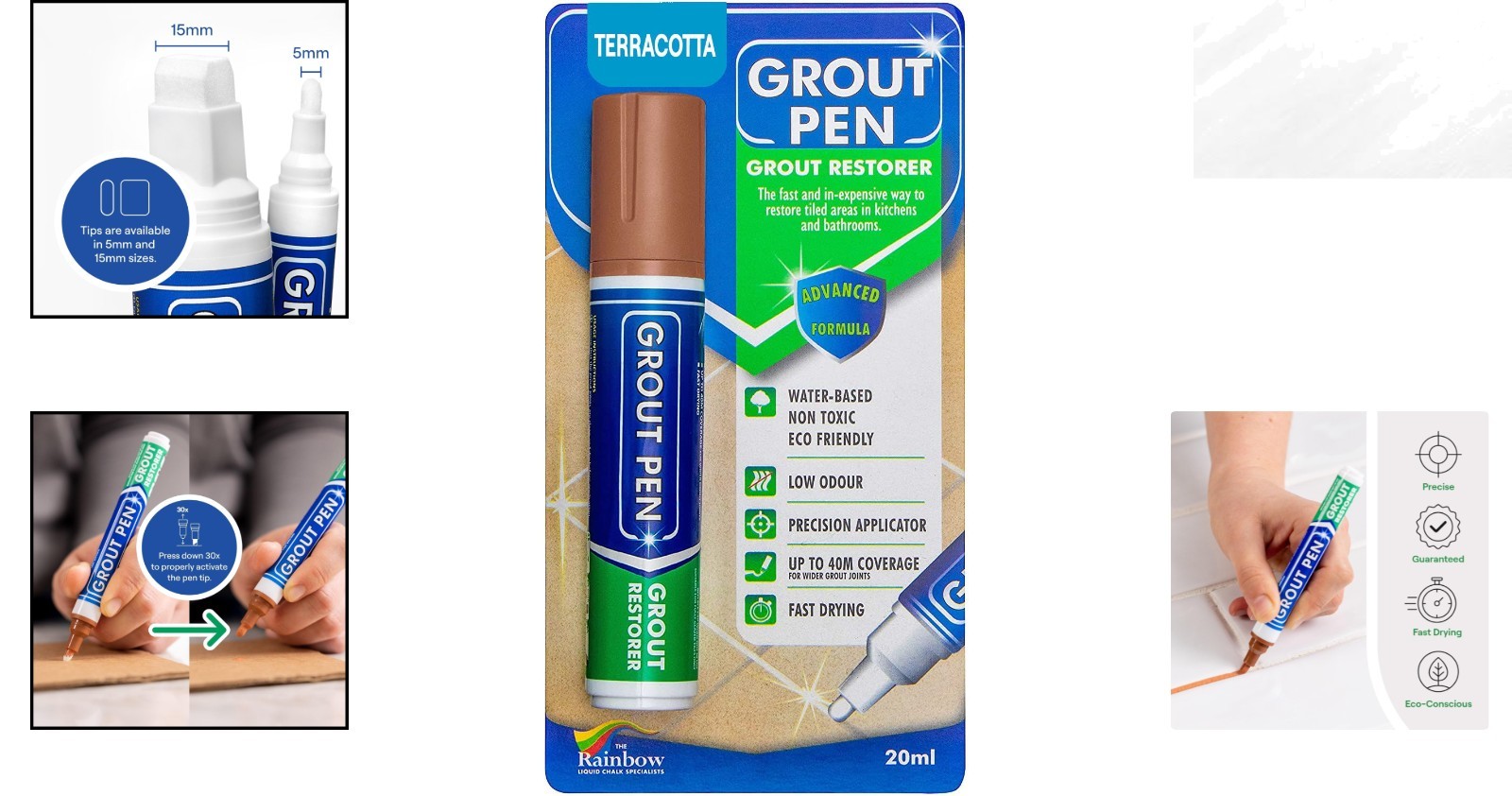 Long-Lasting Grout Paint Marker – Terracotta, 15mm Wide Tip for Instant Revive