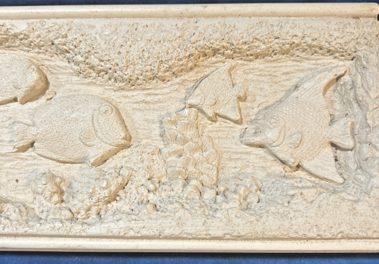 Ceramic Plaster? Dimensional Swimming Fish Tile 13″ x 4″ x 1/2″